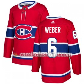 Camisola Montreal Canadiens Shea Weber 6 Adidas 2017-2018 Vermelho Authentic - Homem